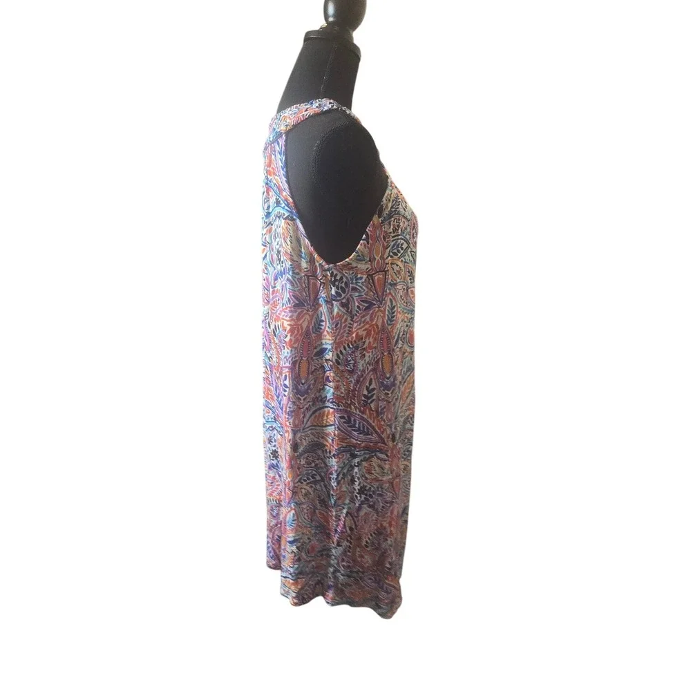 Cupio Shift Dress Womens Large Multi Color Paisley Halter Neck Sleeveless